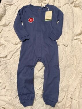 NWT Magnetic Me Simply Chambray Blue Organic Cotton Coverall 18-24